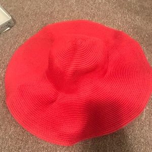 Big beautiful red beach hat